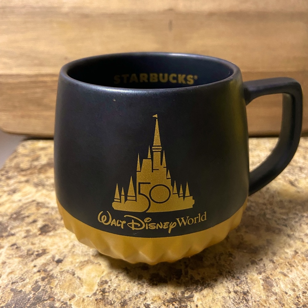 Walt Disney World 50th Anniversary Mug - Starbucks - black and gold collectible